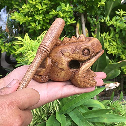 Cozinest Percussion Instruments Wooden Frog 3 Size 4.75\", 4\" and 3\" Family Wood Frog Guiro Rasp Musical Instrument Tone Block Musical Toy Percussion Instrument Home Office Decoration - Thumbnail 2