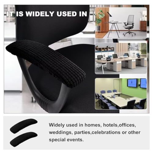 Image of SARAFLORA Office Chair-Arm Cover Stretchable Stain Resistant Spandex Stretch Computer Chair Slipcover for Desk Chairs Arm, Black