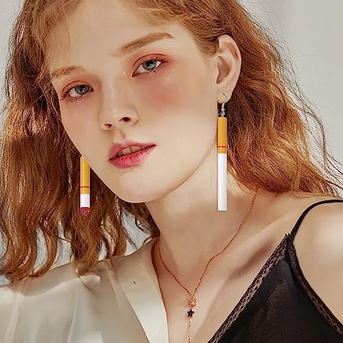 Honbay 2 Pairs Creative Funny Cigarette Butt Dangle Earrings - Wacky Lifelike Cigarette Earrings for Unisex, Cool Punk & Halloween4
