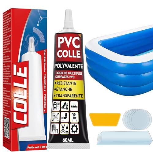 HuakChai Kit Réparation Piscine, Kit Reparation Liner Piscine Colle de Piscine pour réparations Rapides d'articles gonflables, Comprend Une Piscine...