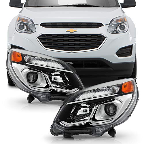 ACANII - For 2016-2017 Chevy Equinox Chrome Housing OE Style Projector Headlights Headlamps Assembly Pair Set Left+Right