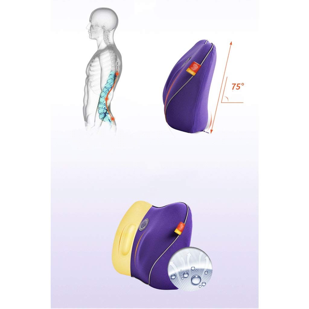 Lumbar de la almohadilla del coche de la ayuda lumbar de la cintura de coches Cojín Almohada de memoria algodón de la cintura del coche del cojín del respaldo del amortiguador de Conducir(3-Pac