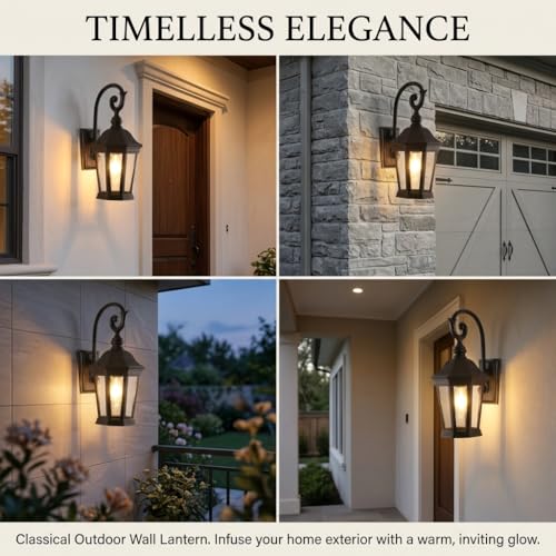 Image of Brown Exterior Wall Sconces, 21'' Large Outdoor Porch Light Fixtures