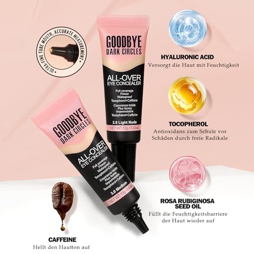 Flüssiger Concealer, Color Corrector Concealer Augenringe Hohe Deckkraft, Wasserfest & Langanhaltend Abdeckstift für Makellose Haut, Hydratisierend Under Eye Farbkorrigierend, Alle Hauttypen Geeignet