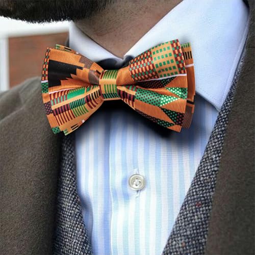 Image of Barry.Wang Paisley Striped Bow Tie for Men Silk Pre-Tied Bowtie Pocket Square Cufflinks Set Formal Wedding Party Prom