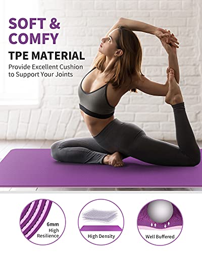CAMBIVO Yogamat, brede, 81 cm, grote yogamat, gymnastiekmat, sportmat, fitnessmat, antislip van TPE voor yoga, pilates, workout, thuis, sport, yogaklas, partneroefeningen, met draagriem - Image 5