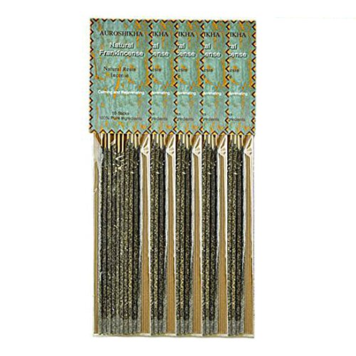 Auroshikha Frankincense Natural Resin on Stick - 5 Packs, 10 Sticks per Pack