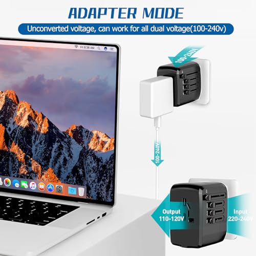International Travel Adapter Voltage Converter, Step Down 220V to 110V Travel Converter for Hair straighteners, Power converters for USA to UK, Europe, Australia Over 200 Countries4