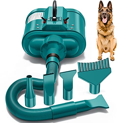 PetLife Variable Speed Dog Grooming Dryer for Medium/Large Dogs, Dual Motor, 5.0HP High Velocity Professional Dog Pet Grooming Hair Drying Force Dryer Blower with Heater