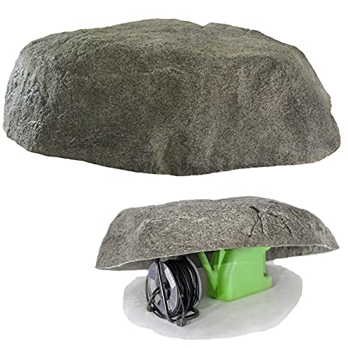 GARTENDEK Findlinge Stein Attrappe für Garten - Gartenfelsen Hohl Gartendeko Kunststein - Groß Steinabdeckung für Sandfilterlanlage, Transformator usw. - Ø 90cm XL-4 (Grau) Cover