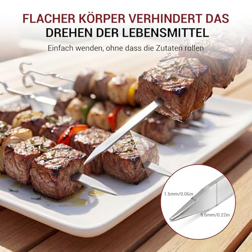 Homealexa 20 Stücke Grillspieße, Grill Kabob Spieße 37,5cm Edelstahl Lange Spieße Schaschlikspieße Fleischspieße für Lagerfeuer oder Grillschale