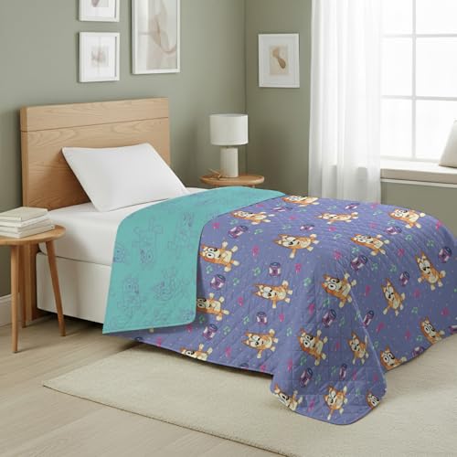 Image of Northwest Bluey Bingo Dance Party Quilted Throw Blanket - Official Cartoon Throw Blanket Featuring Bluey, for Adults Boys Girls Bed, Couch, or Playroom, 60 x 80 Inches
