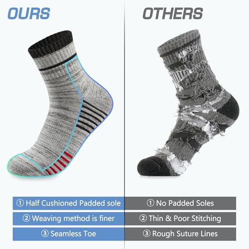 6 Pairs Men's Hiking Socks - Lightweight Cushioned Moisture Wicking Quarter Crew Socks4