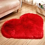 Shaggy Carpet for Home Decor Artificial Sheepskin Hairy Mat Faux Fluffy Floor Mats Love Heart Shape Area Rugs