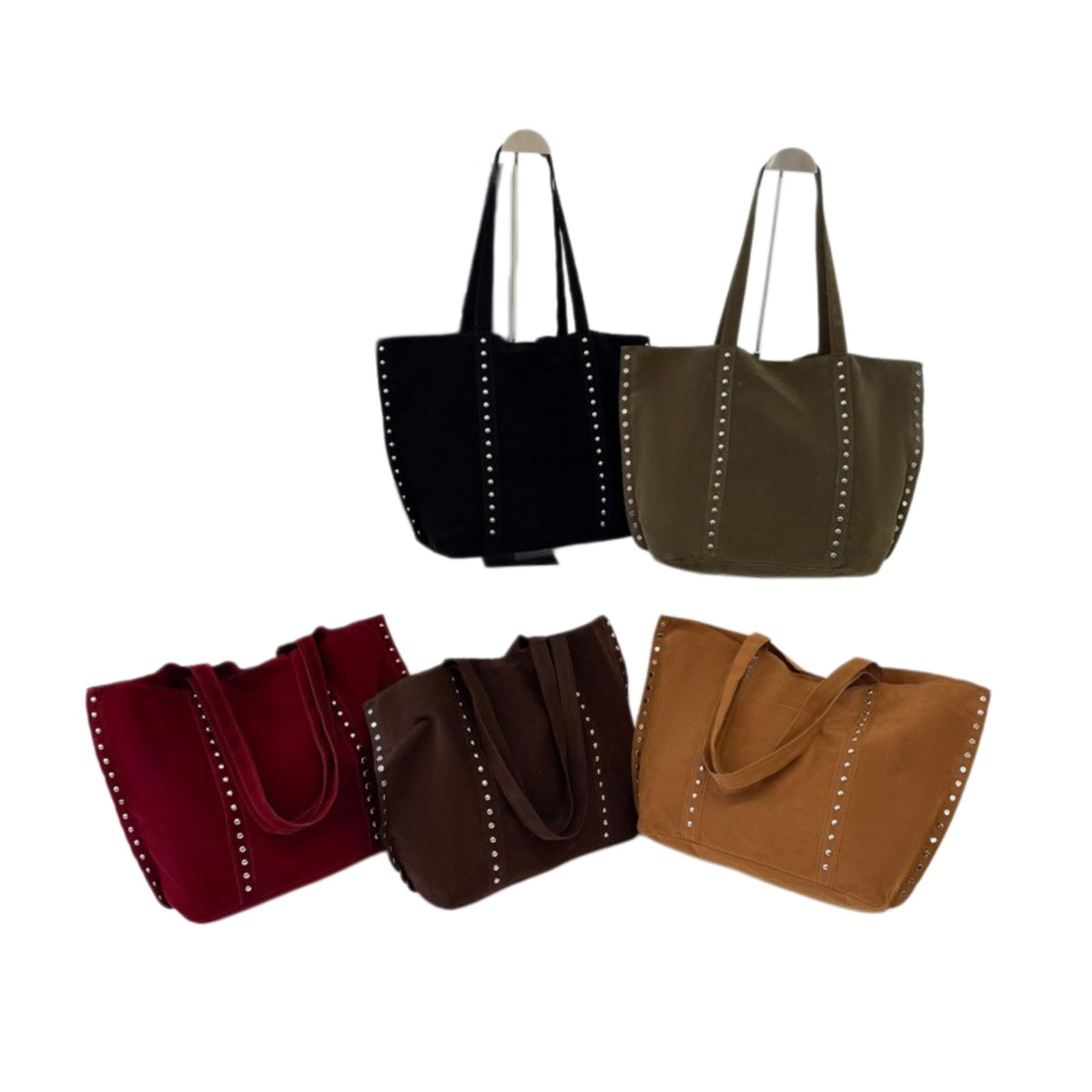 Beauty Case Borsa A Spalla in Pelle di Pu Gelata, Grande capacità Rivet Tote per Il Lavoro