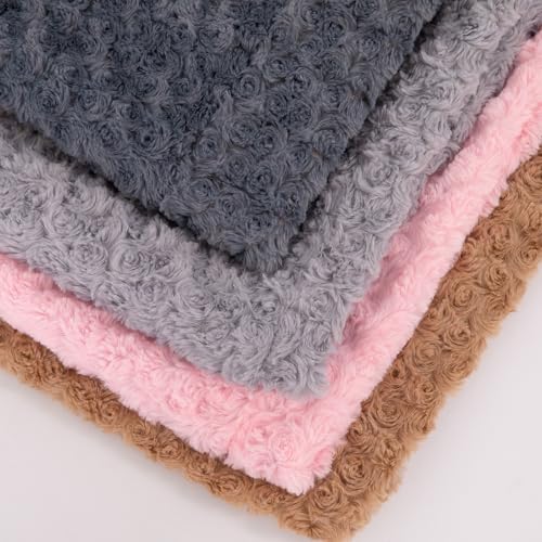 Image of Faux Fur Dog Bed Covers - Ultra Soft Rose Velvet, Removable & Washable, Cozy & Durable,Large Pet Bed Cover Only (No Filling) - Gray, (Rose Velvet Pink, 44 inch L x 32 inch W x 4.5 inch Th)