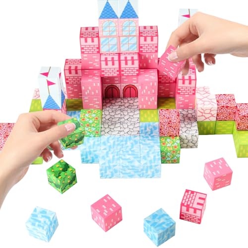 128PCS Magnetic Blocks Building Toys - 1" Magnet Cubes, Build Princess Castle, Magnetic Tiles Building Blocks, STEM Innovation Toys, Ideal Gifts for Christmas Birthday for Kids Age 3 4 5 6 7 8 9 10 - image 4