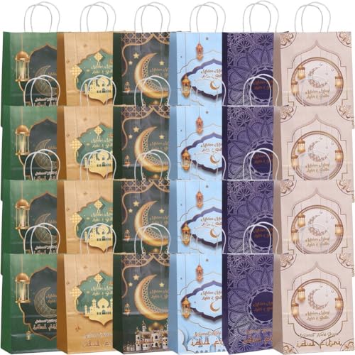 Sac Eid Mubarak en papier poignées lot de 24 - 2