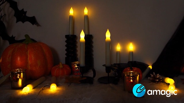 Image of Amagic 24 Pcs Hanging Floating Candles, No Remote & Battery, Flameless Led Taper Candles Flickering, Battery Operated Candlesticks, for Fireplace