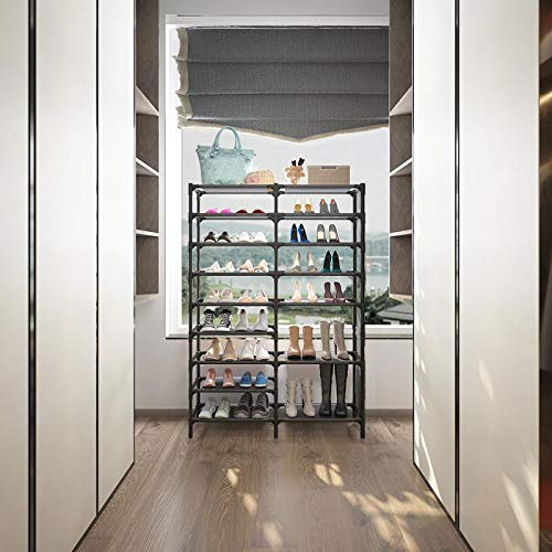 SHOWIN 9 Tiers Shoe Rack, Large Shoe Storage Organizer for 30-40Pairs, Waterproof Fabric Shoe Storage Cabinet Space Saving Shoe Shelf (9Ties)