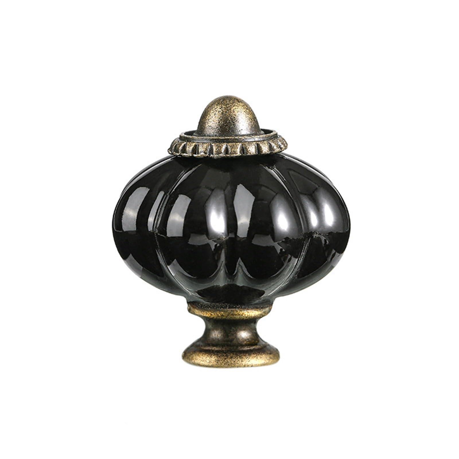 Wonjoxel Black Ceramic Door Knobs 6Pcs Cabinet Knobs Kitchen Cabinets Pulls Ceramic Dresser Wardrobe Cupboard Door Furniture Handle(Black)
