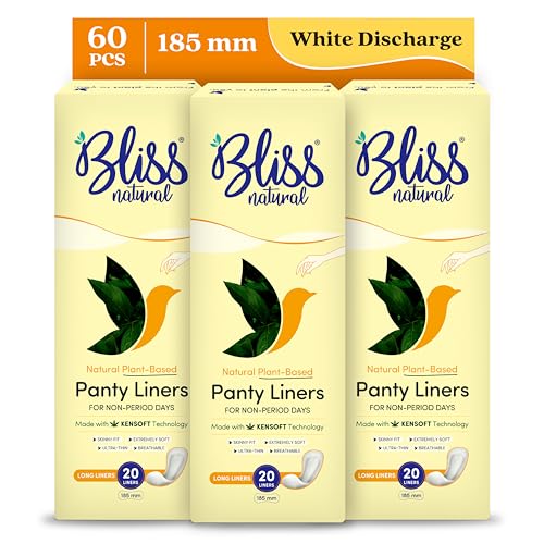 Image of BLISSNATURAL Panty Liners for Women 185mm Daily Use (Pack of 60) | For Non-Period Days | Ultra Thin, Extremely Soft, Skinny Fit | Plant Based