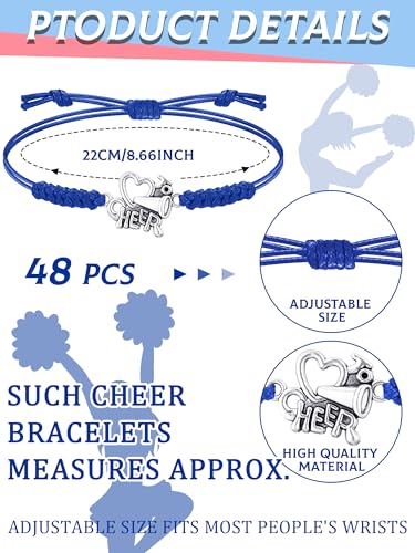 Inbagi 48 Pcs Cheerleader Gifts Cheer Bracelet Cheerleading Charm Bracelet Adjustable Cheerleader Gifts for Cheer Team Cheerleading Jewelry Accessories Bulk2