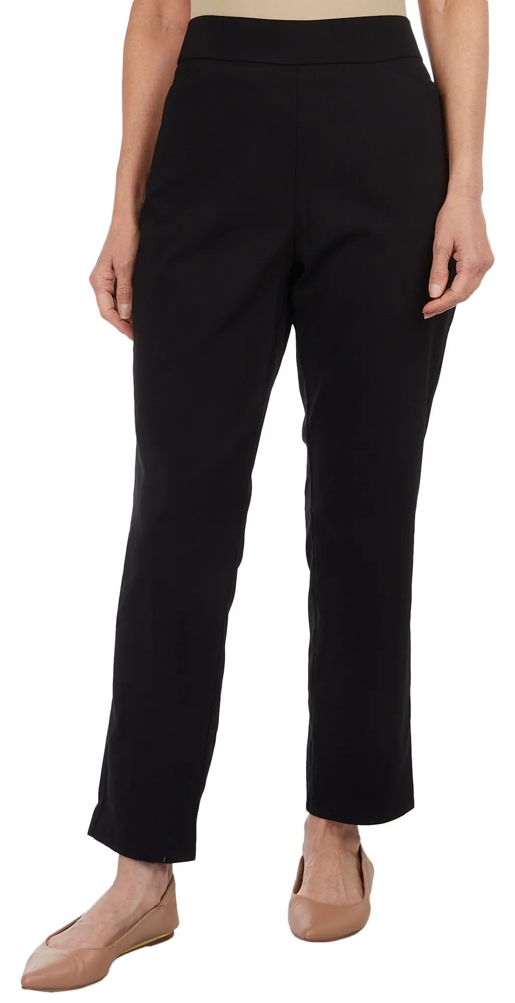 Coral Bay Womens 30 in Solid Tummy Control Pocket Pant 12 Black