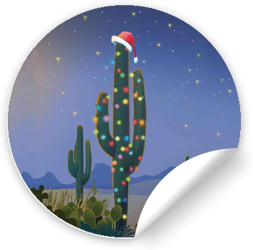 Stonehouse Collection Holiday Saguaro Christmas Card - 18 Cards & Envelopes - Western Christmas Cards (Customized Address Label)