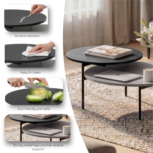 Image of Wakefit Center Table | 1 Yr Warranty | Coffee Table for Living Room Wooden, Tea Table for Living Room Wooden, Sofa Table, Free Installation from Brand, Modern Multi-Functional & Wobble-Free(Arkive)