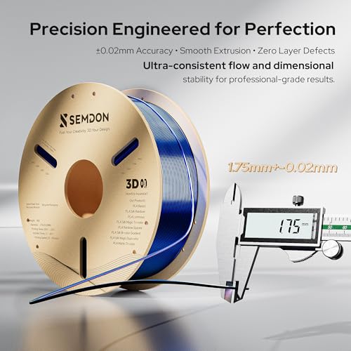 Image of 2026 New PLA Filament, SEMDON Multicolor Coextrusion 3D Printer Filament, Dimensional Accuracy + /- 0.02mm (Black-Purple-Blue)