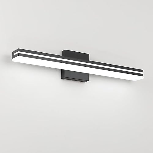 Miniatura 20 de SineRise - Lámparas LED modernas para tocador de baño (40,6 cm, 3000K/4000K/6000K, regulables), lámparas de pared modernas de acrílico cromado para