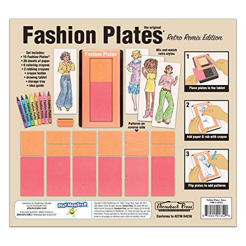 Image of Fashion Plates Retro - Mix-and-Match Drawing Kit, Arts and Crafts, Coloring, Art Supplies, Craft Supplies, Stencils, Crayons Included, Create Your Own Designs, Ages 6+