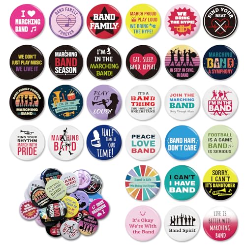 30pcs Large 2-Inch Marching Band Pins 30 Different Designs of Marching Band Gifts Marching Band Decorations Perfect for Marching Band Students & Teens