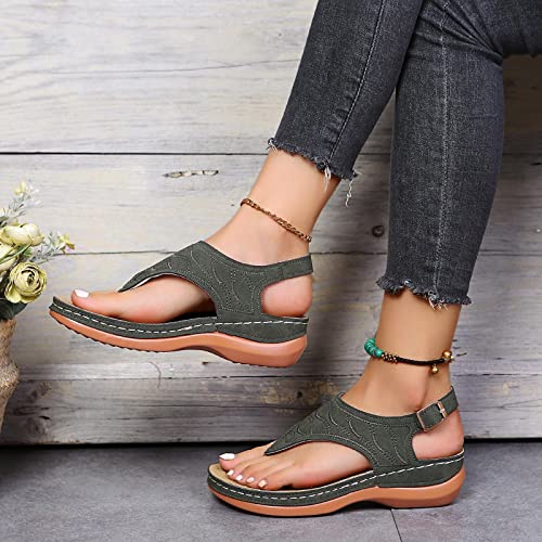 Timifis Orthopedic Sandals For Women Arch Support Slip On Flip Flops Casual Comfortable Wedge Sandals Vintage Flip Flops #TOP4