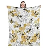 Fleece Throw Blanket for Couch, Sofa, Car, Bed, 60'x50' Cozy Soft Lightweight Fuzzy Flannel Warm Blanket Suitable for All Seasons (Bee)