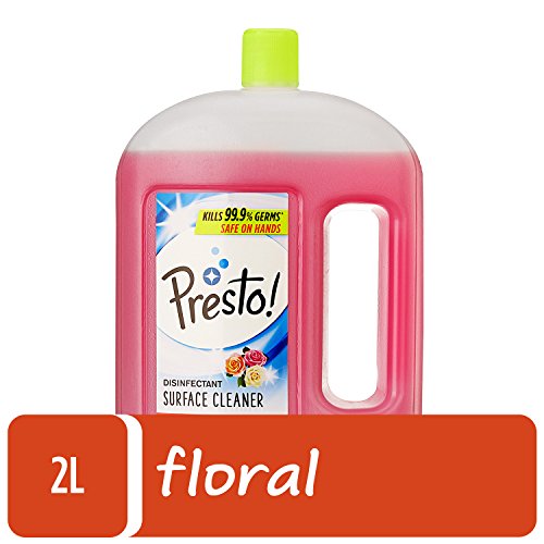 Image of Amazon Brand - Presto! Toilet Cleaner - 1 L (Pack of 2) & Amazon Brand - Presto! Disinfectant Floor Cleaner Floral, 2 L