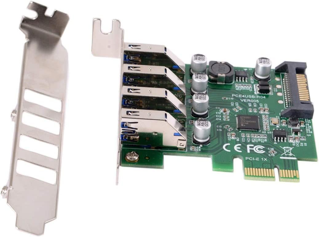 Pi+® (PiPlus®) 4 Ports PCI-E to USB 3.0 HUB PCI Express Expansion Card Adapter 5Gbps for Motherboard-image-42