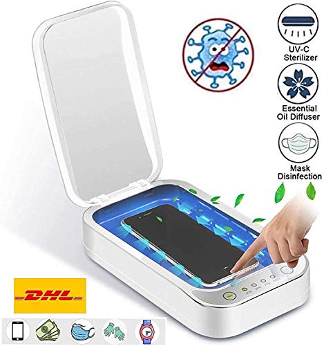 TSSIBE - Desinfectante de teléfono con rayos UV, portátil, esterilizador de smartphone, caja de esterilizador para el hogar, con desinfectador de función de aromaterapia