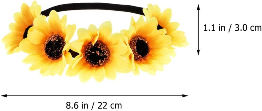 minkissy 2pcs Sunflower Headbands Sunflower Hair Wreath Hawaiian Stretch Flower Headband Floral Headpiece for Wedding Party Festival Womens Headbands - Image 3