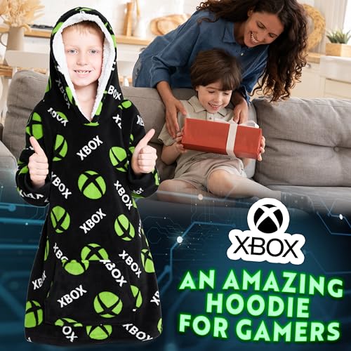 Xbox - Fleecedeken met capuchon voor jongens en tieners - One Size Cosy Kids Oversized Hoodie-deken - Gamercadeaus voor jongens - Afbeelding 3