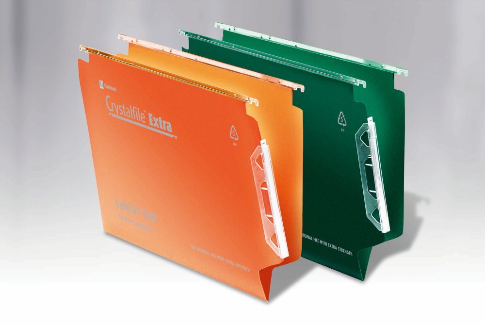 Rexel 330 3000121 - Cartelle sospese laterali con linguette e inserti, base a V da 15 mm, in polipropilene, verde, Crystalfile Extra, 25 pezzi