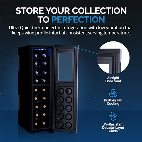 Newair NWC18TBKD0 Shadow-T Series Wine Cooler Refrigerator 18 Bottle Dual Temperature Zones thumb #2