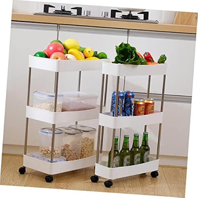 1Pc Multi Storage Shelf with Wheels Versatile Rolling Organizer Rack for Kitchen Bathroom and Living Room Utility Shelf for Easy Mobility and Convenient Storage-nG5WHTai