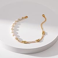 Vista 74 de Delicadas pulseras de oro para mujer, chapado en oro 18, ajustable, mal de ojo, mariposa, cuentas, perla, corazón, turquesa, hecha a mano para mujer