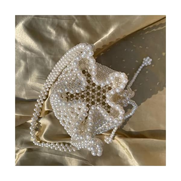 PEARLFIESTA Pearl Beaded Potli Bag/Handbag,Wristlets,Clutches for Women,Girls with Pearl Beads,Bead work for Parties,Weddings, Stylish Gifts for valentine day-Cream - Image 6