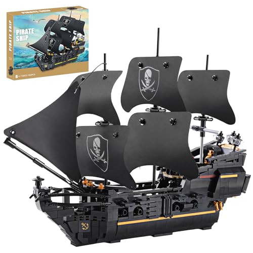 Pirate Ship Building Block Sets Black Pearl Ship Toy Set Black Ship Block Home Office Decor Creative Gift for Kids 8-16+ & Adults (921 PCS)