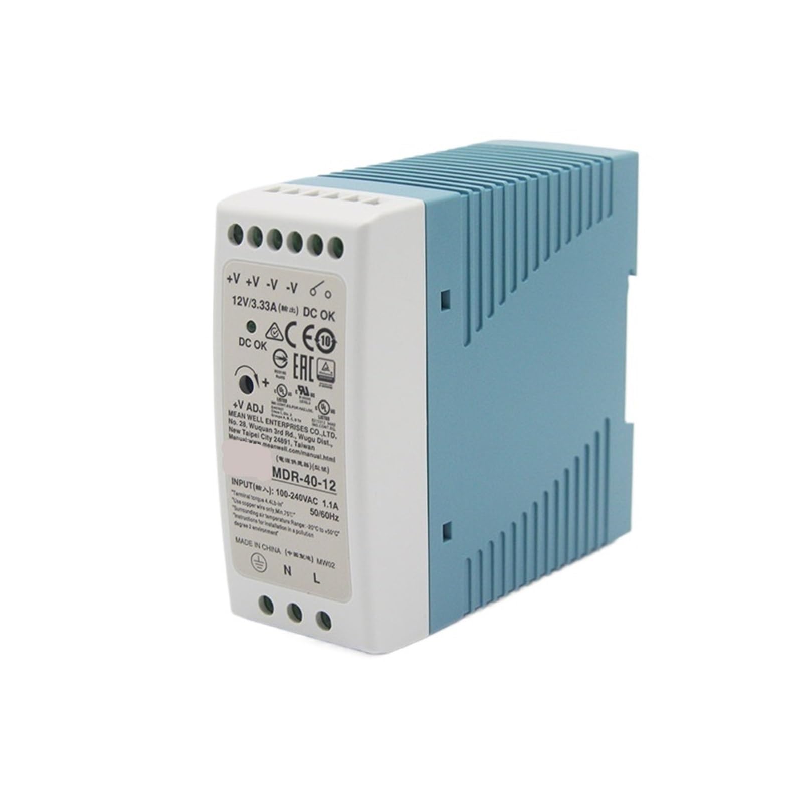 XDDQWSWA MDR-20 MDR-40 MDR-60 MDR-100 Single Output 5V 12V 15V 24V Switching Power Supply AC/DC(15V,100W(MDR-100))