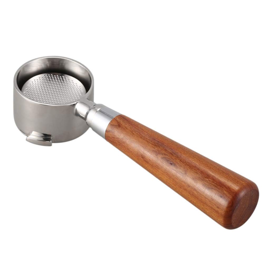 Bodenloser Siebträger Kaffee Filterkorb für 51mm Kaffeemaschine Kaffeezubehör (Braun)