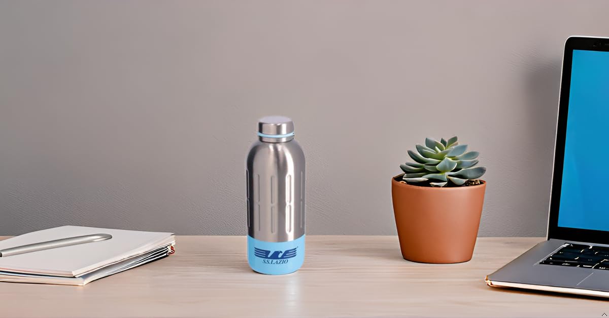 Borraccia Termica Ufficiale SS Lazio Only4fan - Acciaio Inox Doppia Parete 500 Ml, Mantiene Caldo/Freddo Per 8-10 Ore - 10